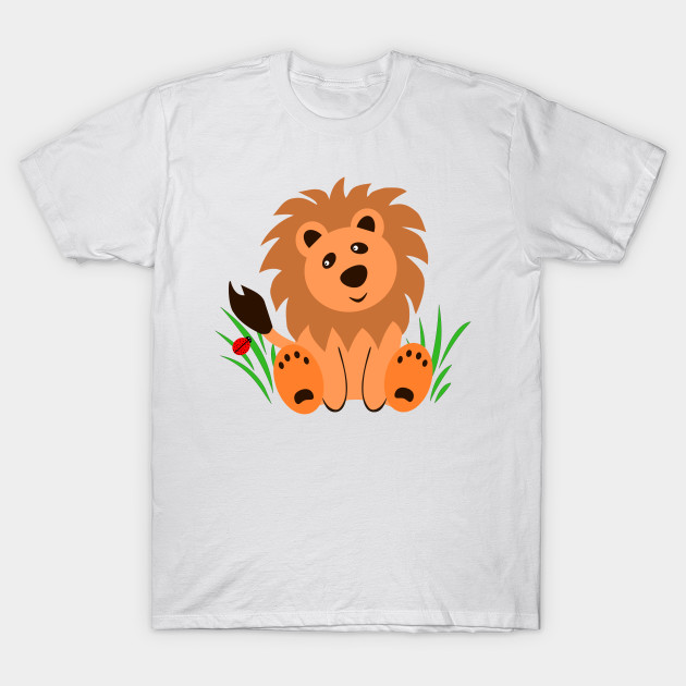 Cute lion in the grass with ladybug by MarionsArt